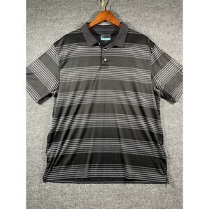 PGA Tour Golf Polo Men's XL Black/White Stripe Short Sleeve Vented Hem Outdoor